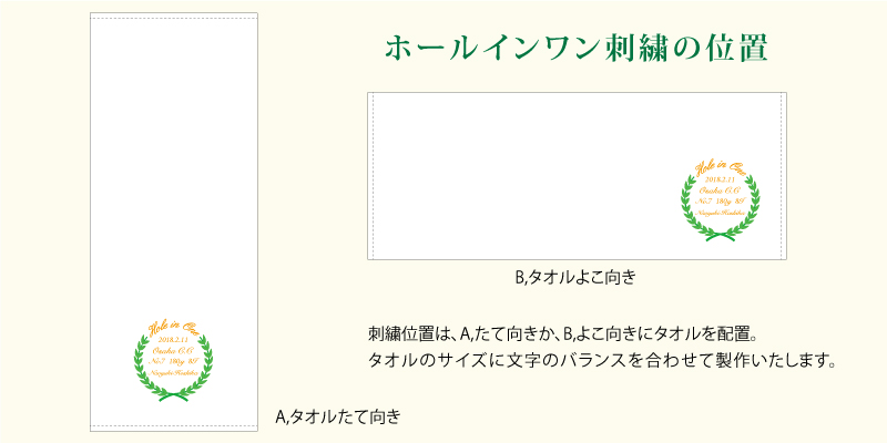 ホールインワン刺繍の位置